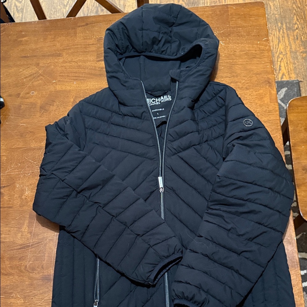 Michael Kors Midnight Quilted Hooded Jacket